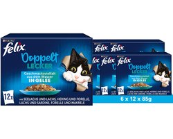 FELIX Dubbel lekker Smaakvariatie uit het water Natvoer voor katten (6 x 12 x 85g)