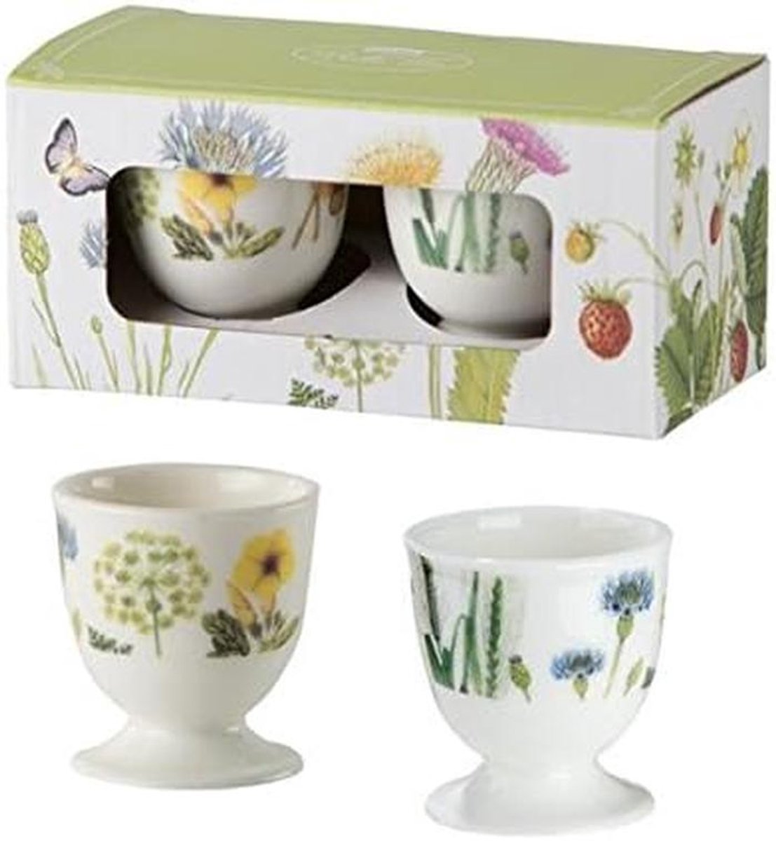 Porseleinen eierdopjes met Wildbloemen motief, set van 2