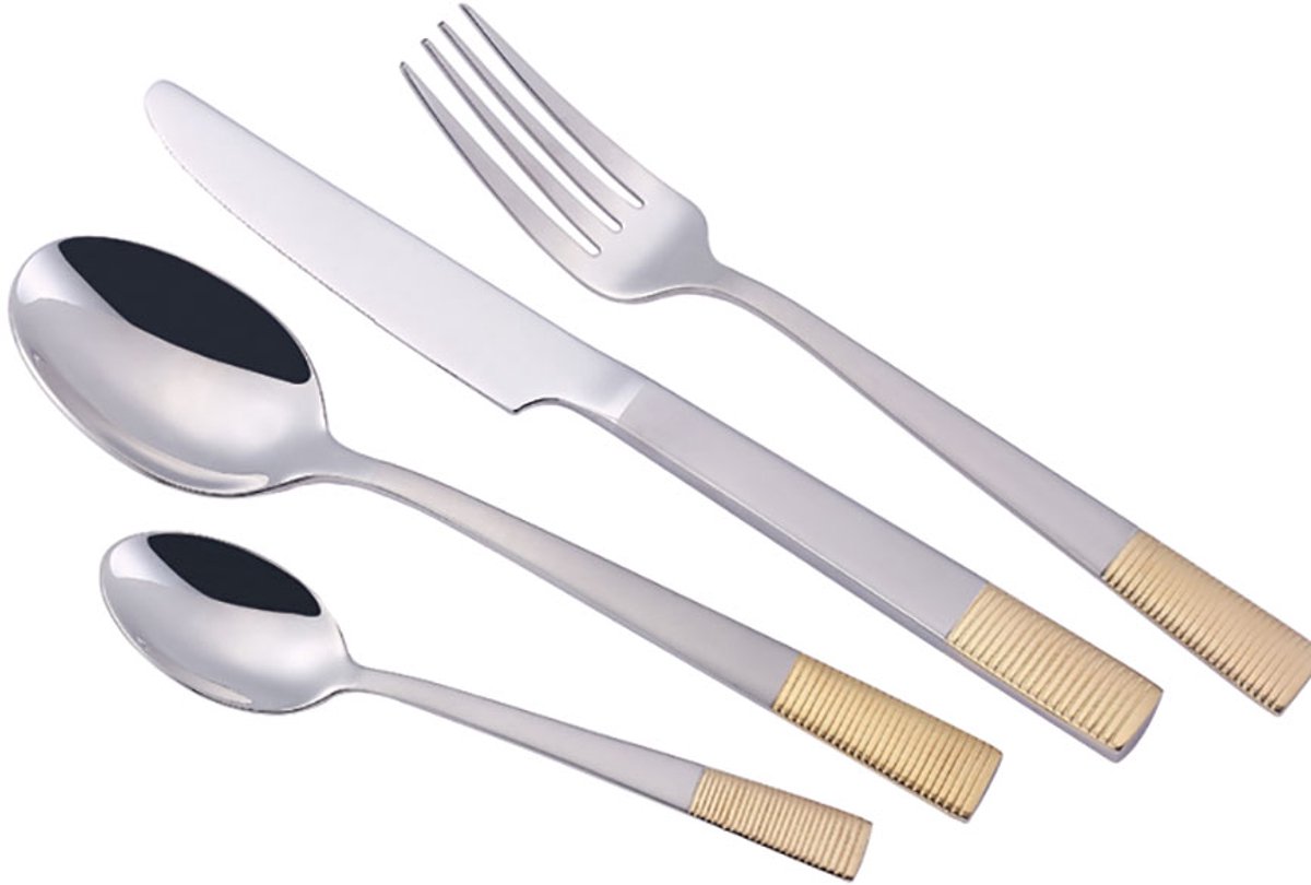 Maestro MR-1520G-24 Luxe Bestekset - 24-delig - 6 Personen - Hoogwaardig Roestvrij Staal 18/10 - Goud - Vaatwasserbestendig