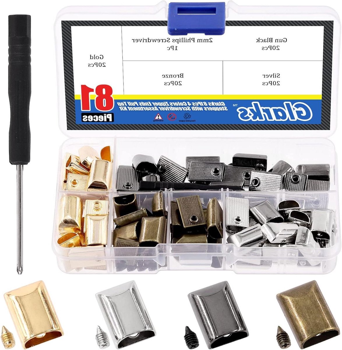 Sets van Ritssluiting Stoppers in 4 Kleuren voor Kleding Reparatie en DIY Projecten