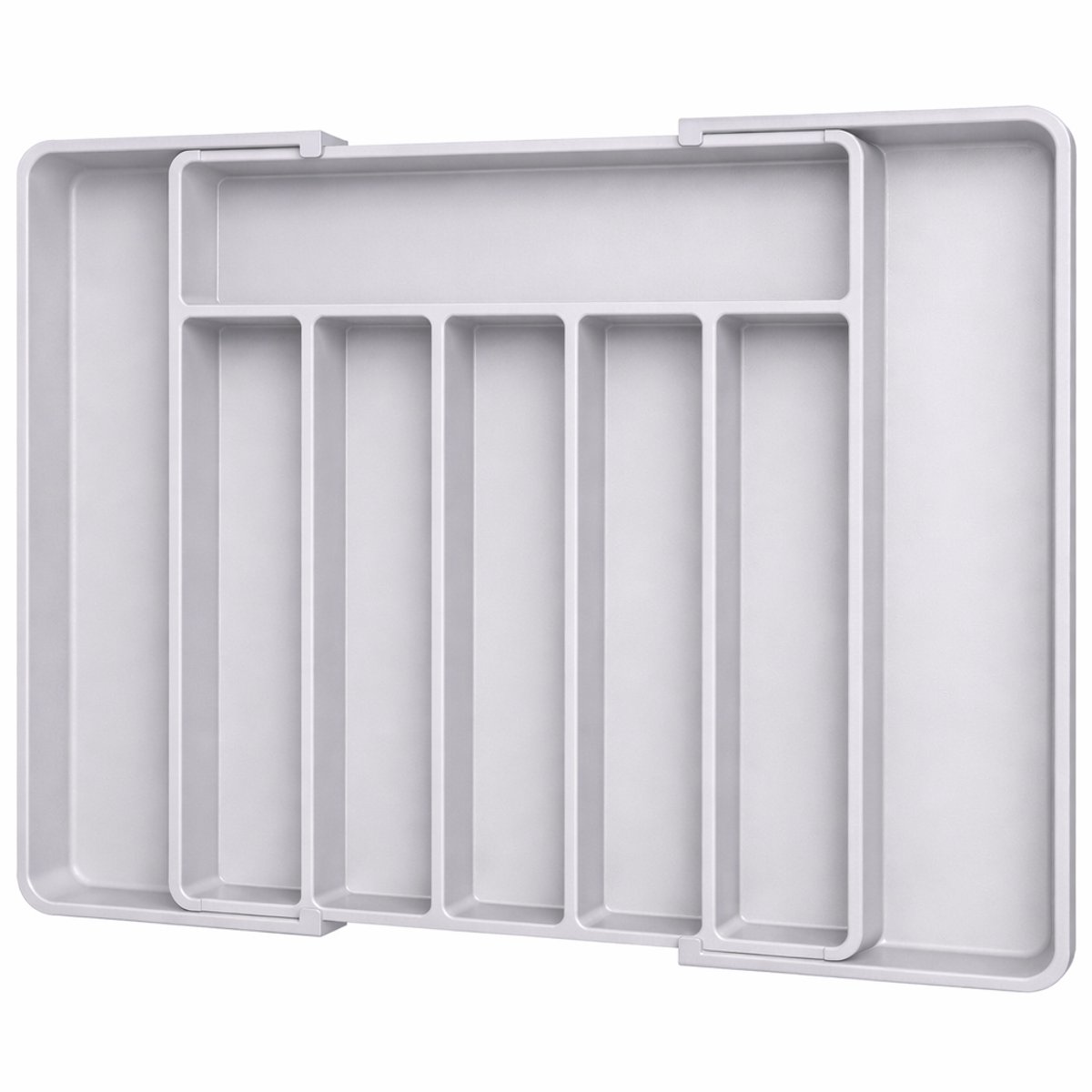 Somstyle Uitschuifbare Bestekbak - 33.5 / 57 x 38 x 5 CM - Besteklade Organizer - Bestekhouder met 8 Vakken - Grijs