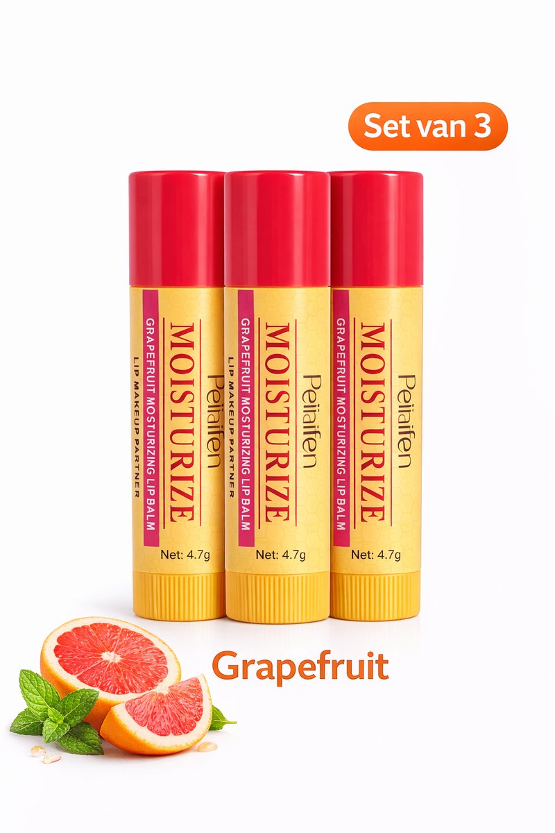 Set van 3 lippenbalsem – Granaatappel – Lipbalm met sheaboter & bijenwas – verzorging & glans – 3x 4.7 g