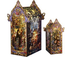 DIY Magic Book Nook Kit- magische koningin- met Led lamp & muziek doos- houten modelbouw- DIY miniatuur poppen huis- met LED-licht en meubels - doe-het-zelf houten poppenhuis kit -puzzel huis model bouwsets, thuis, boekenplank decor