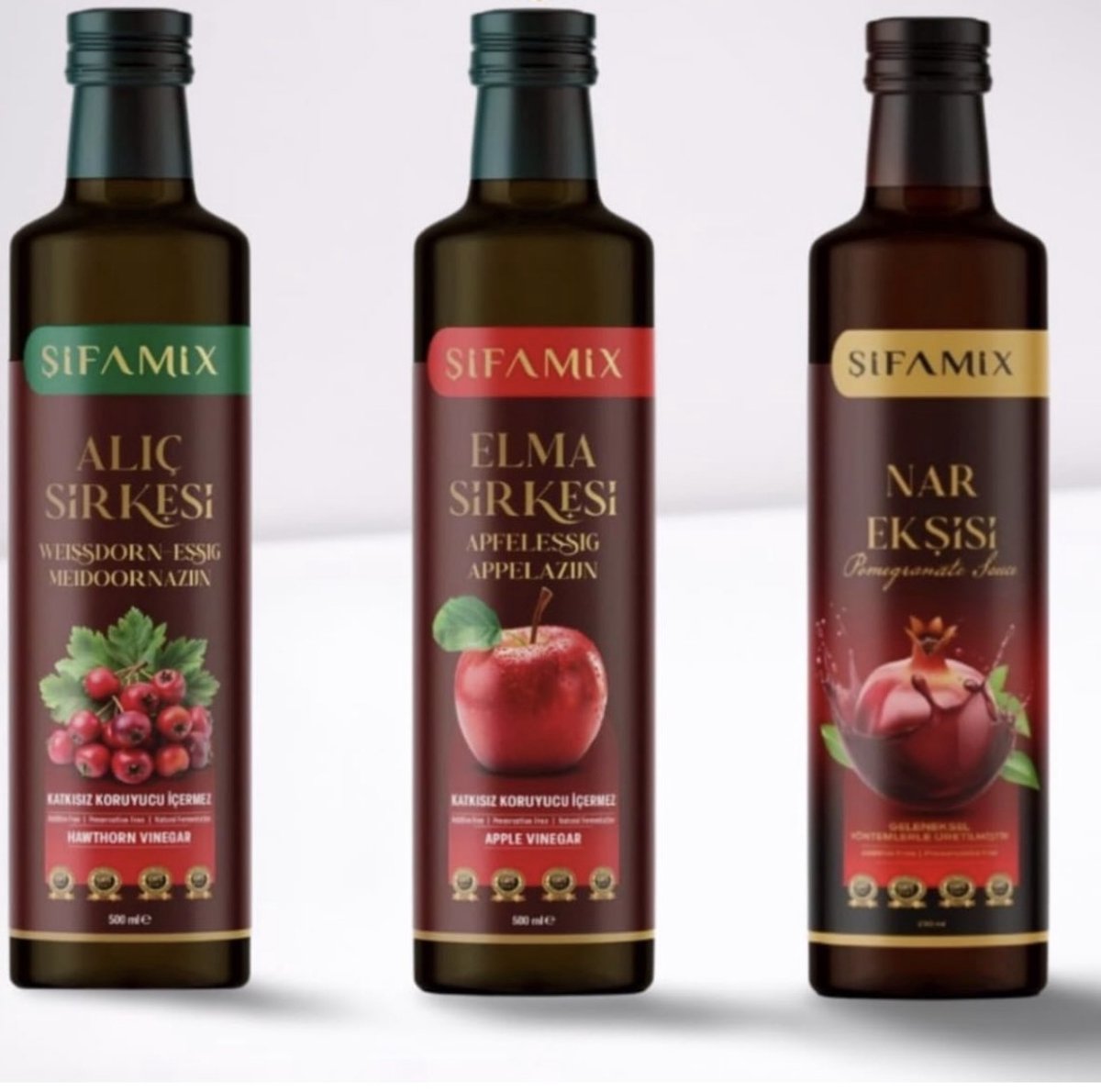 Sifamix Meidoornazijn | Alic sirkesi -Elma sirkesi - Nar eksisi - Natuurlijke Fermentatie | Biologische Gefermenteerde Azijn 500 ml