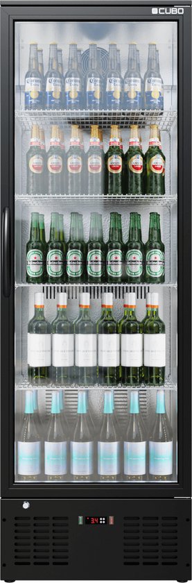 CUBO Staande Barkoelkast 300L - 1 Scharnierende Glazen Deur - Afsluitbaar - CS-310H - Frigo