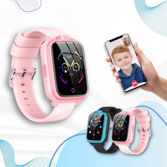 Setano GPS Kinder Smartwatch 4G – Kinderhorloge – Videobellen, SOS-Knop & GPS Tracker – Met Simkaart, SMS, HD Camera, Verstelbare Polsband – Spatwaterdicht