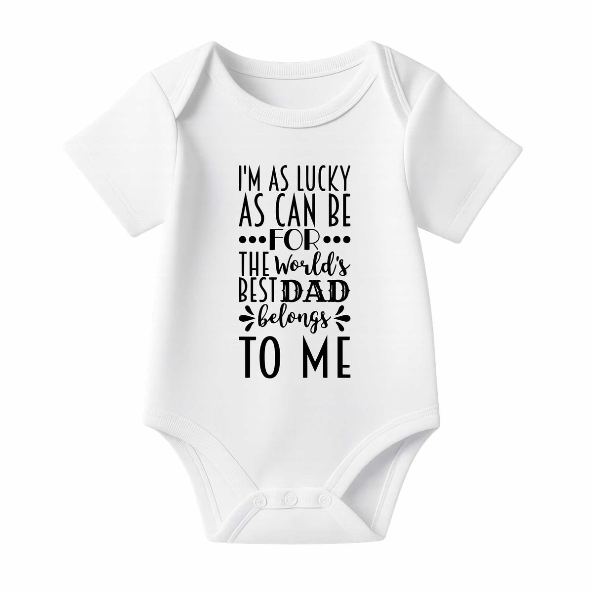 Romper met Tekst Baby – The world’s best dad belongs to me – Wit – Korte mouw – Maat 62/68