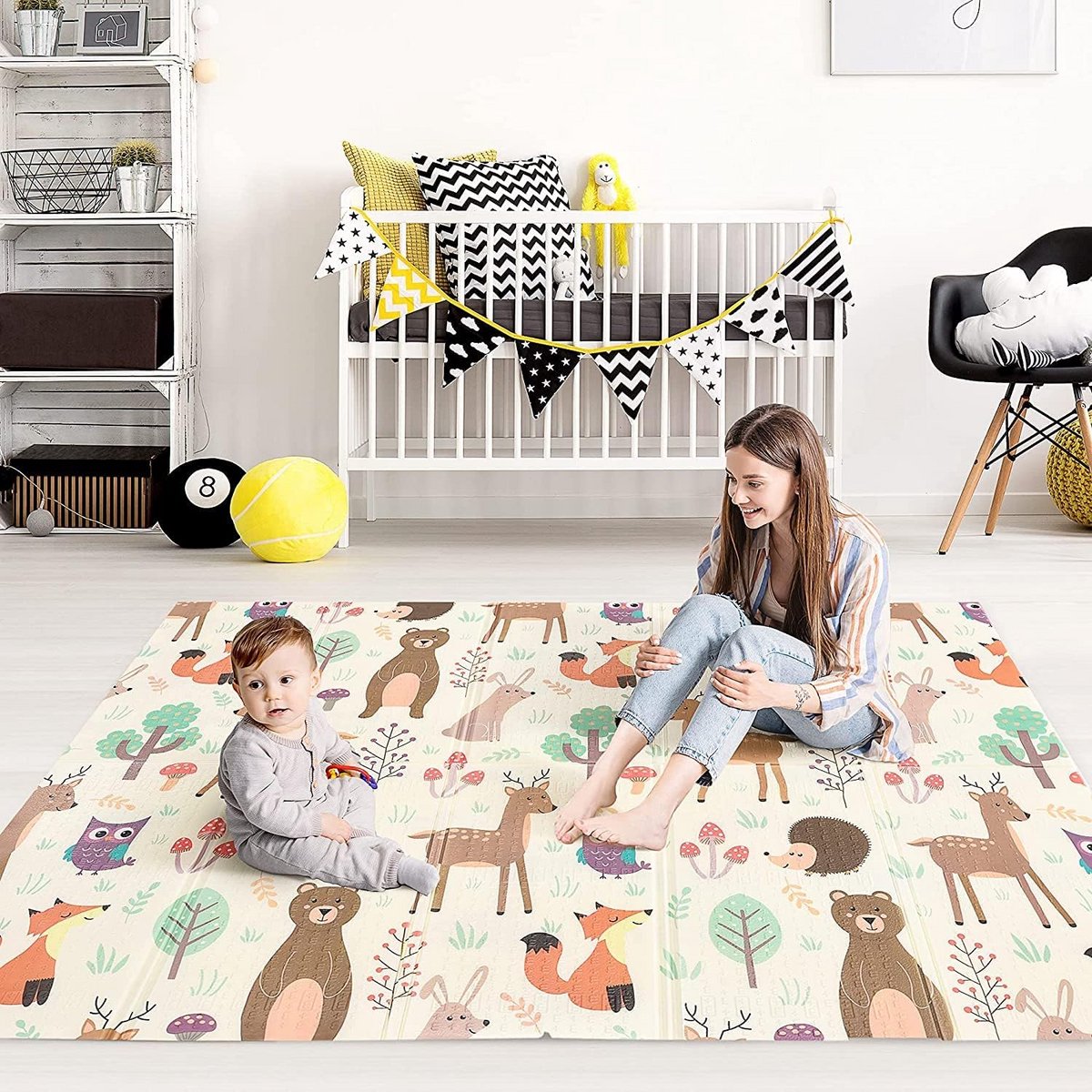 Baby Speelmat - Kruipkleed Peuters - Veilig Spelen - Dubbelzijdig Bedrukt - 195x148 cm Opvouwbaar - Meerkleurig — afbeelding 5