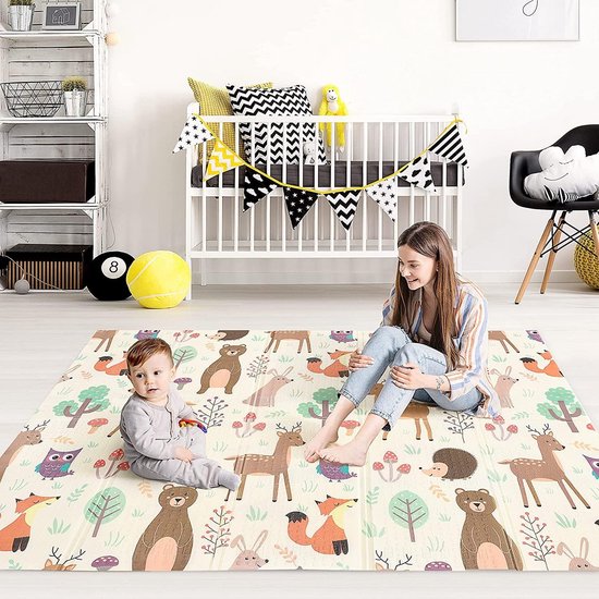 Baby Speelmat - Kruipkleed Peuters - Veilig Spelen - Dubbelzijdig Bedrukt - 195x148 cm Opvouwbaar - Meerkleurig — afbeelding 5