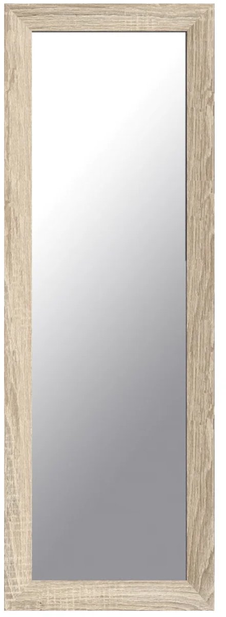 Spiegel Skogen Eik Wandspiegel Rechthoekig – Houtlook MDF Lijst – Zonder Facet – Horizontaal & Verticaal Ophangbaar - 42x132 cm