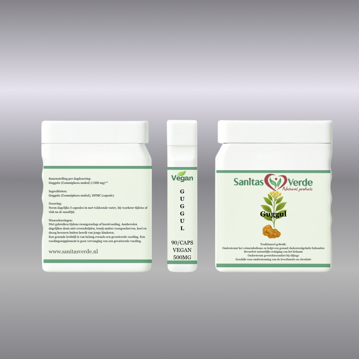 Sanitas Verde Guggul Extract 500 mg 10% Guggulsteronen Cholesterol Vetstofwisseling 90 Vegan Capsules