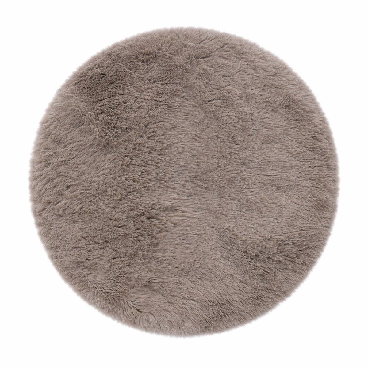 Hoogpolig Fluffy Vloerkleed 120 cm rond Taupe – 30 mm Shaggy Tapijt – Zacht Vloerkleed voor Woonkamer en Slaapkamer