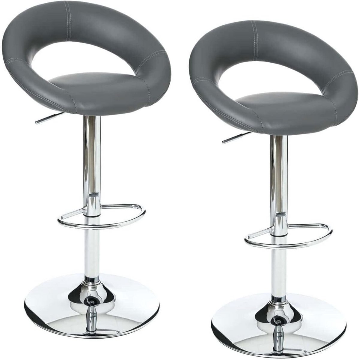 Set van 2 Zwarte Barkrukken Sasha - Compacte Zit voor Keuken of Bar