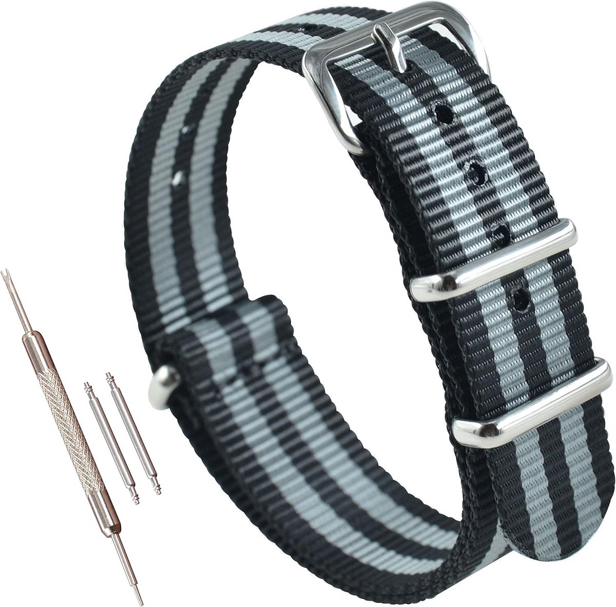 Dunne Nylon Horlogeband met Gesp - Geschikt voor Standaard Horloges (10-24 mm)