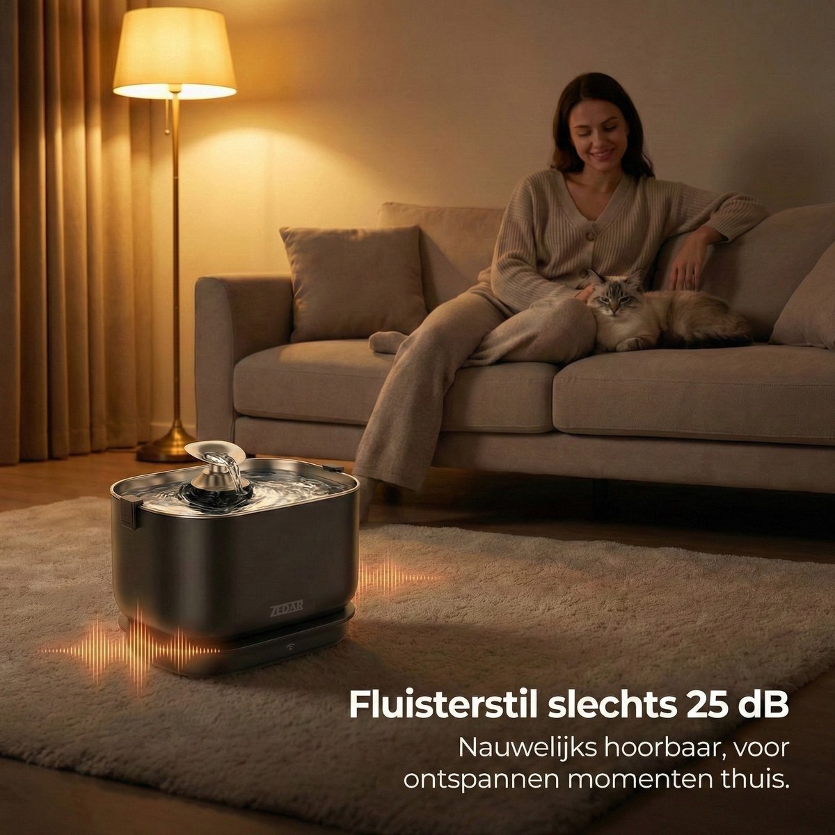Zedar WF600 RVS Draadloze Drinkfontein met APP voor Kat of Hond thumbnail 4