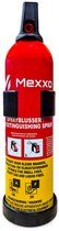 Red sprayblusser met geel label, staande op een witte achtergrond.