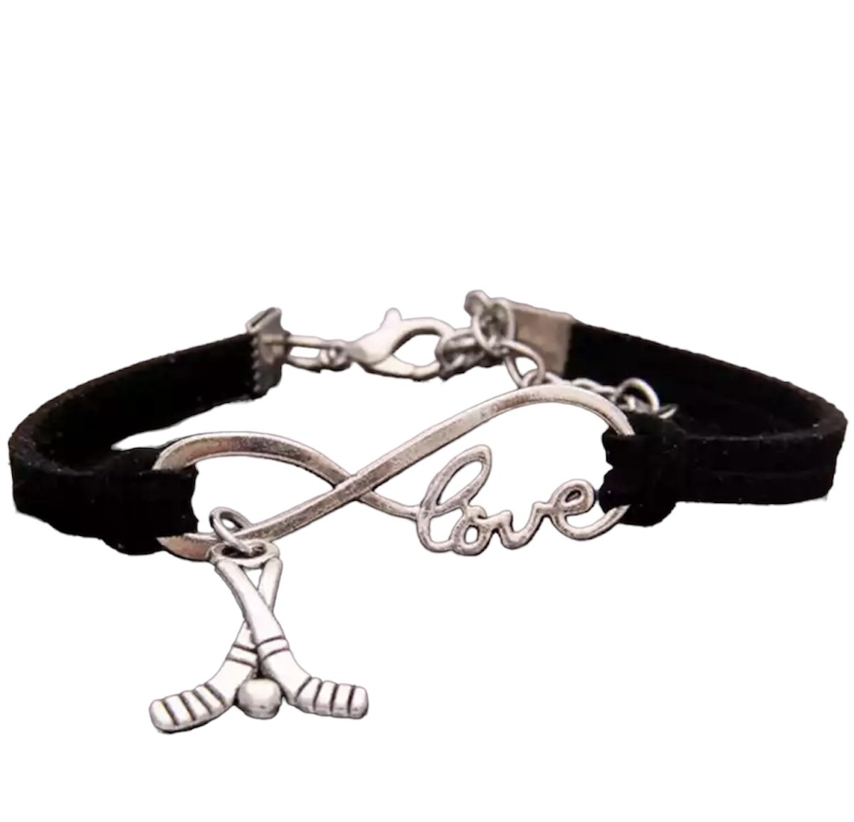 12Getit Armbandje Zwart met Hockey hangertje