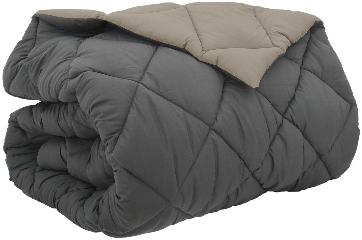 vidaXL - Winter - Duvet - Lichtgrijs - en - Antraciet - 240 - x - 260 - cm - Microvezel