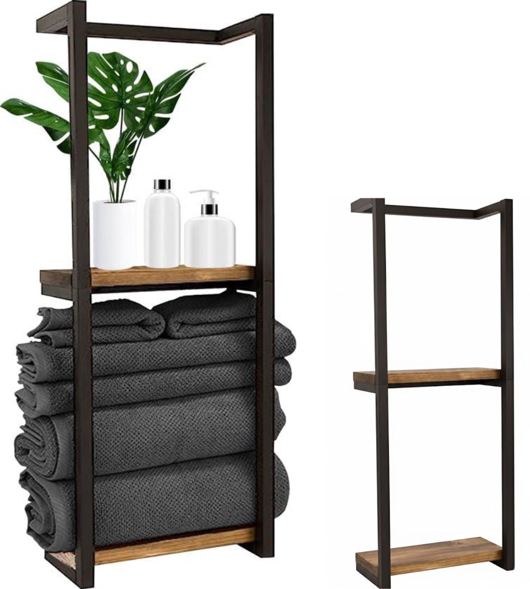 NBAP® Handdoekrek Badkamer - Handdoekhouder - Zwart en Bruin