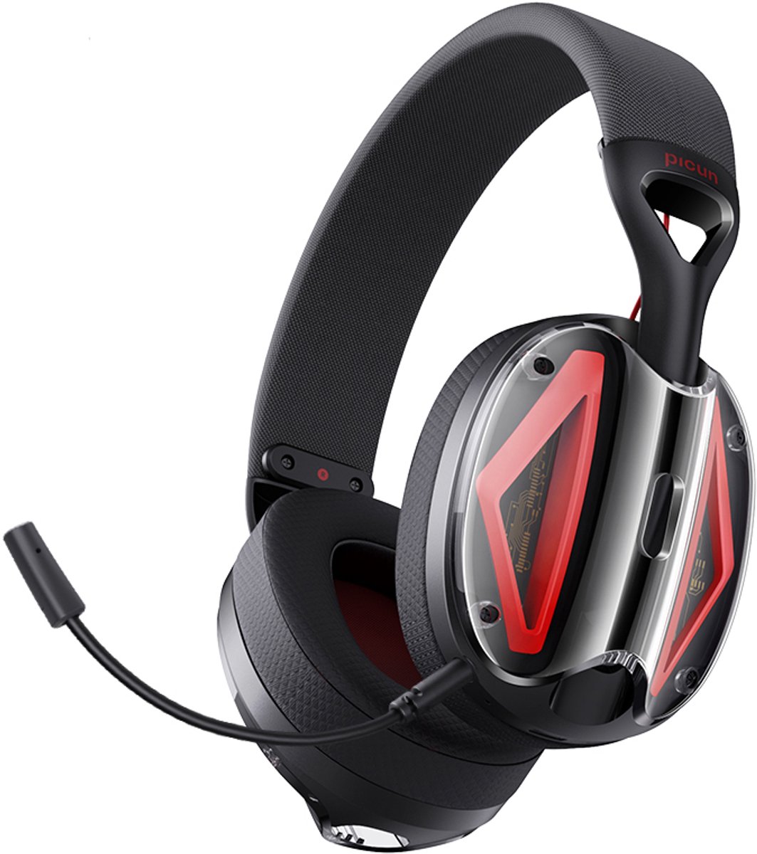 Picun G1 - 2.4GHz Draadloze Gaming Headset - Over ear koptelefoon - Met microfoon - PC/PS4/PS5/Nintendo Switch - Zwart rood