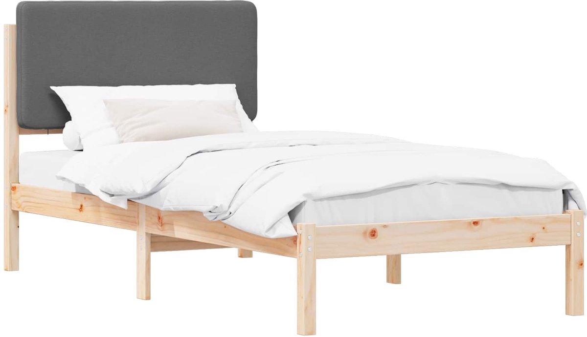 vidaXL - Bedframe - met - Gevoerde - Hoofdbord - Donkergrijs - 80 - x - 200 - cm