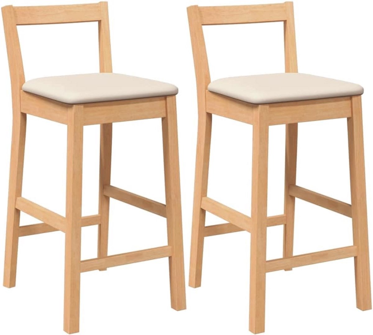 Set van 2 Massief Houten Barkrukken met Comfortabele Kussens