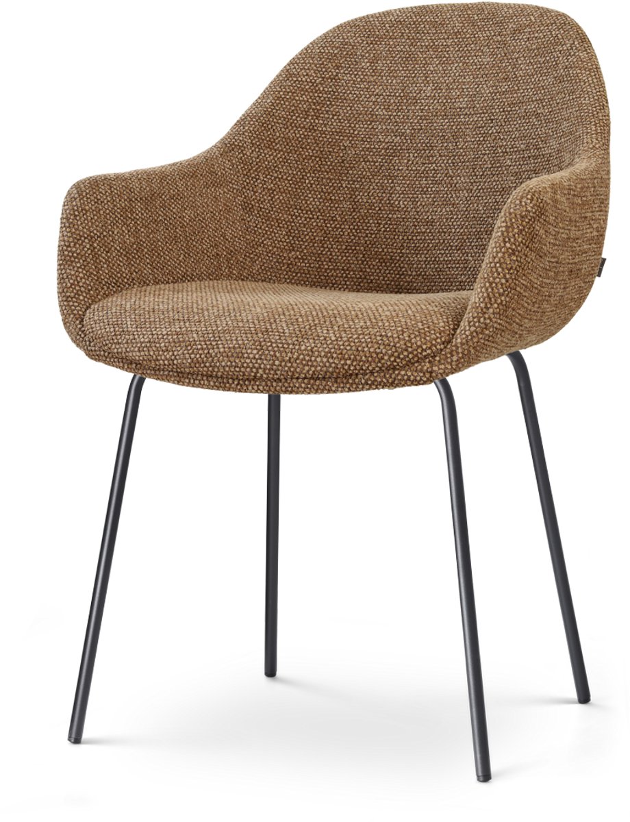 Nolon Nora-Mae Eetkamerstoel bruin blend - zwart onderstel - scandinavische stijl - armleu