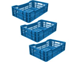 Garronda Geventileerde Eurobox 60x40x17 cm – HDPE – Stapelbaar – Bakkerijkrat – 3 stuks – Blauw – GD-CRI-Crate