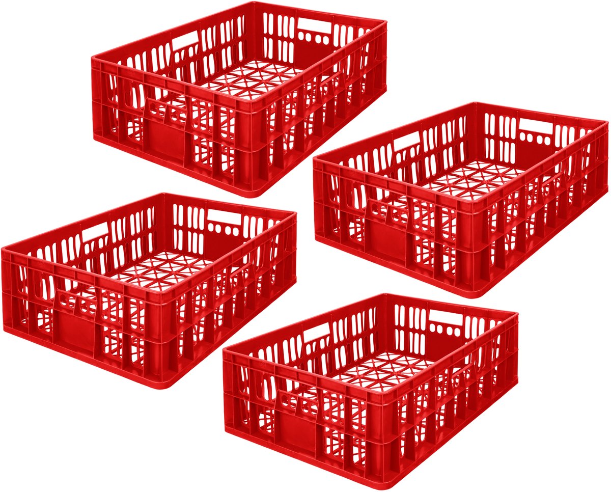 Garronda Geventileerde Eurobox 69x47x20 cm – Opbergkrat – 4 stuks – Rood – GD-CRI-CrateMD1