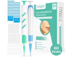 Leiqier 2-in-1 Steelwratjes Verwijderen kit – 60 Stuks – 1-9 mm – 2 Opzetstukken – Skin Tag Remover - Klein en Groot - Steelwratten Verwijderaar – Incl. Reinigingsdoekjes + Herstel Pleisters