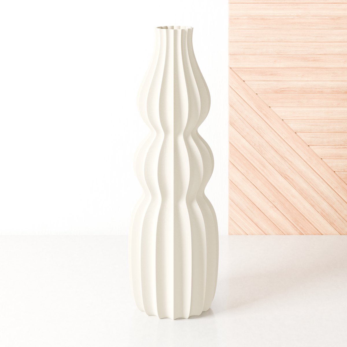 Fleuriek Grote vaas Beige - H50 cm - Smalle vloervaas of decoratieve bloemen vaas, gekleurde design vaas van kunststof - Vensterbankvaas