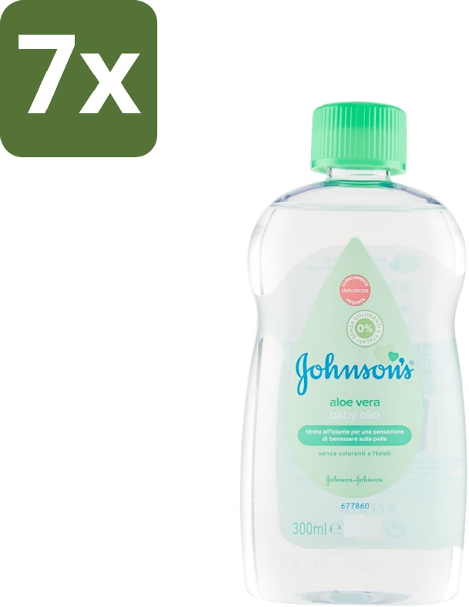 7 x Johnson's - Baby Olie - Aloe Vera - 300 ml - Babyolie - Aloe Vera - Babyhuid Verzorging - Melkkorst Verwijderen - Hydraterende Olie