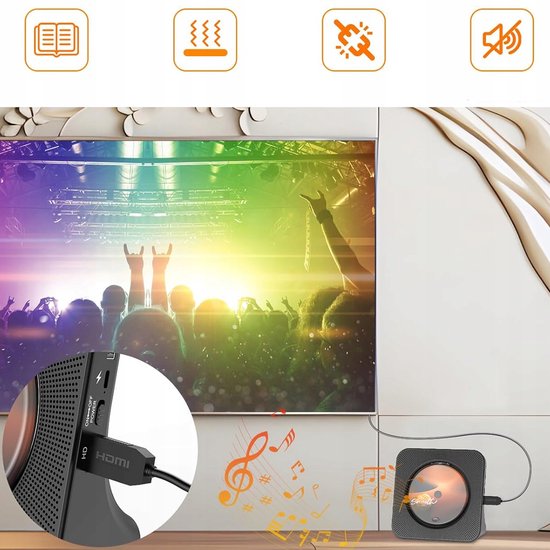DVD Speler - 6-in-1 Multifunctionele DVD/CD-speler - Dubbele luidsprekers - Wit met HDMI & Bluetooth 5.0 - Voor Thuisbioscoop en Kinders — afbeelding 4