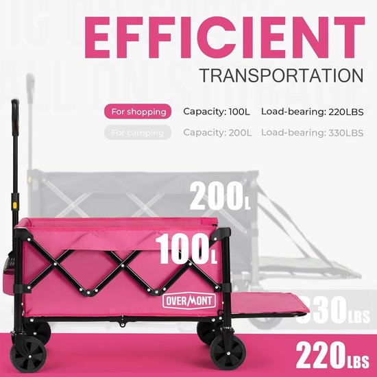Bolderkar Opvouwbaar - Bolderwagen Luchtbanden - Bolderkarren - 100kg Draagvermogen - Strandkar van Bolderkar Opvouwbaar — afbeelding 5