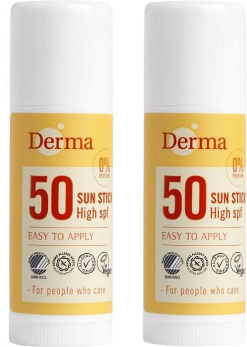 Derma Sun - Zonnebrandstick - SPF50 - 2 x 15 ML - Parfumvrij