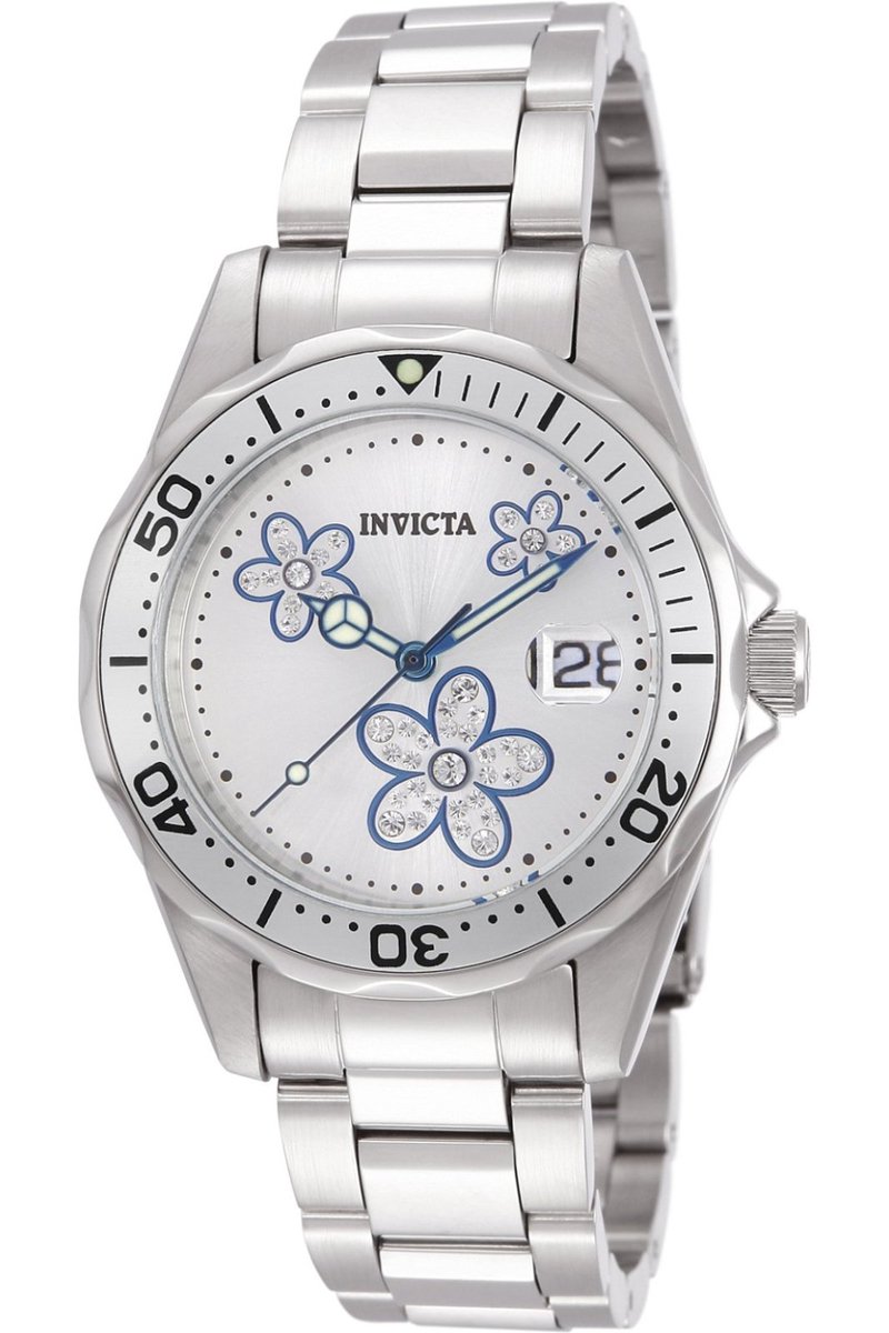 Invicta Angel 12834 Dames Horloge - Waterdicht - Analoog - Quartz Uurwerk - Roestvrij Staal met zilveren Wijzerplaat - 38mm