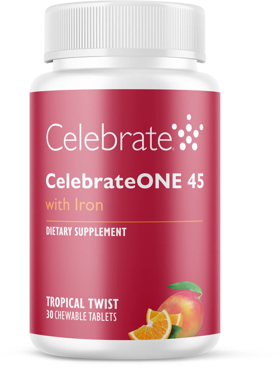 CelebrateONE 45 – multivitamine met IJzer 45mg - maagverkleining/gastric bypass – 30 kauwtabletten