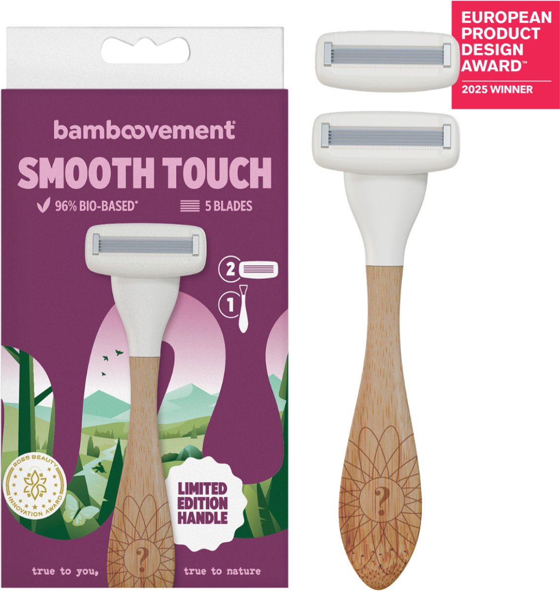 Bamboovement Scheermes Vrouwen - Bamboe Houder & 5 mesjes - Starterset