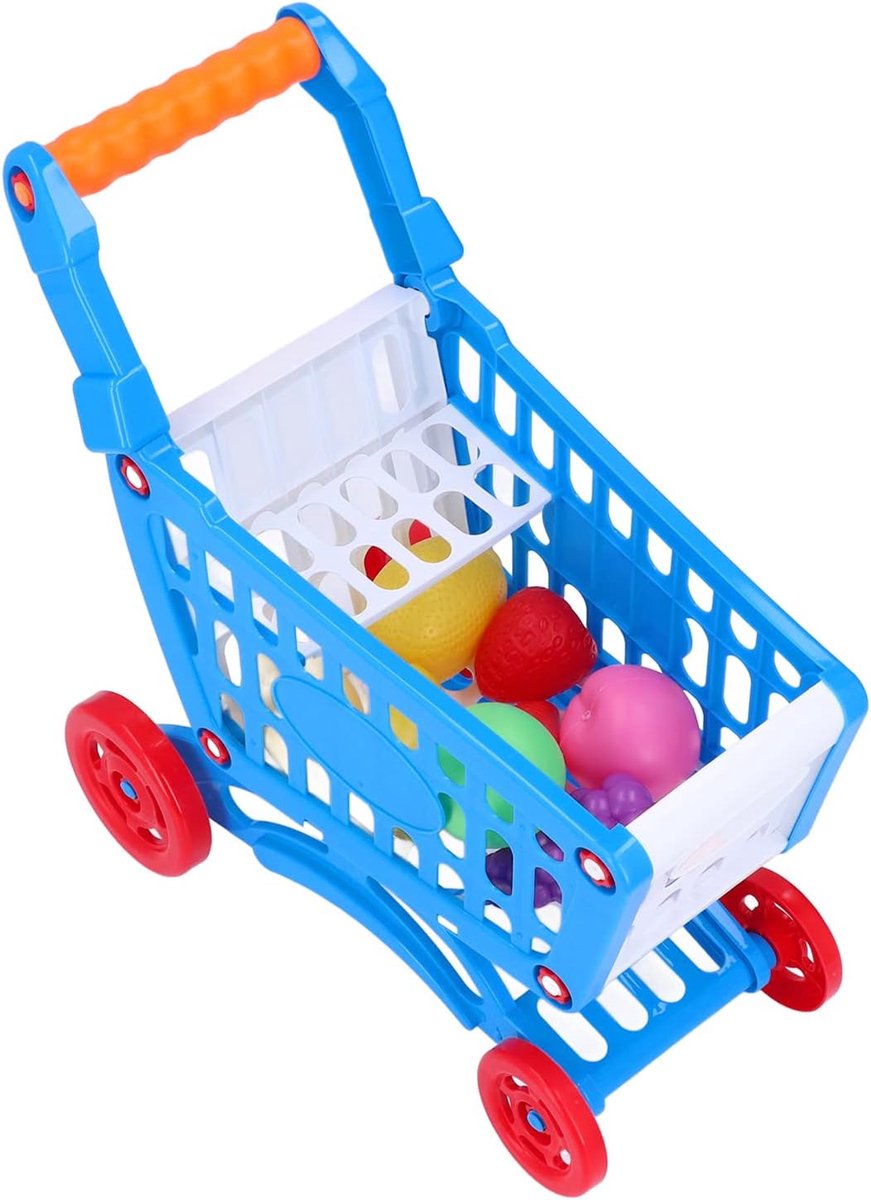 Speelgoed Winkelwagen - Kinderwagen Speelgoed - Leren Spelen - Duurzaam Plastic Materiaal - 35x22x7 cm - Blauw