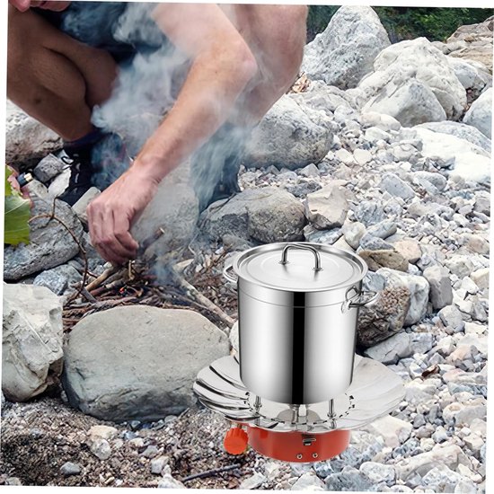 Kampeeroven Gasfornuis - Draagbare Kookplaat - Buiten Koken - Winddicht Lotusontwerp - 21x21x10.5cm - Zilver — afbeelding 4