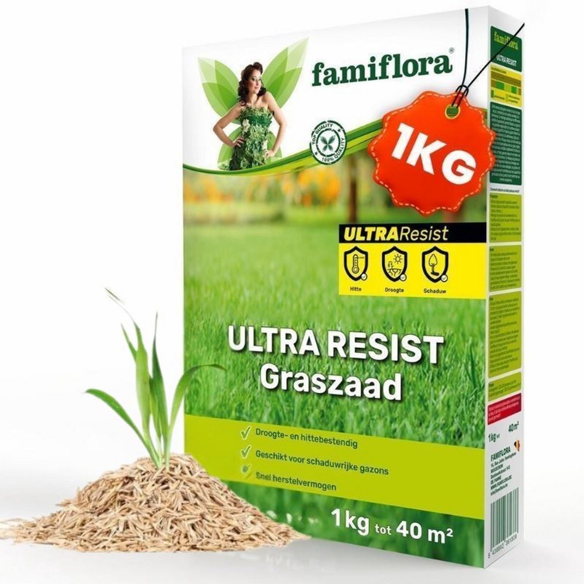 Famiflora graszaad 1kg tot 40m² - Ultra Resist - alleskunner - Snel herstellend gazon zodat kale plekken snel verdwijnen en het gras gelijkmatig blijft