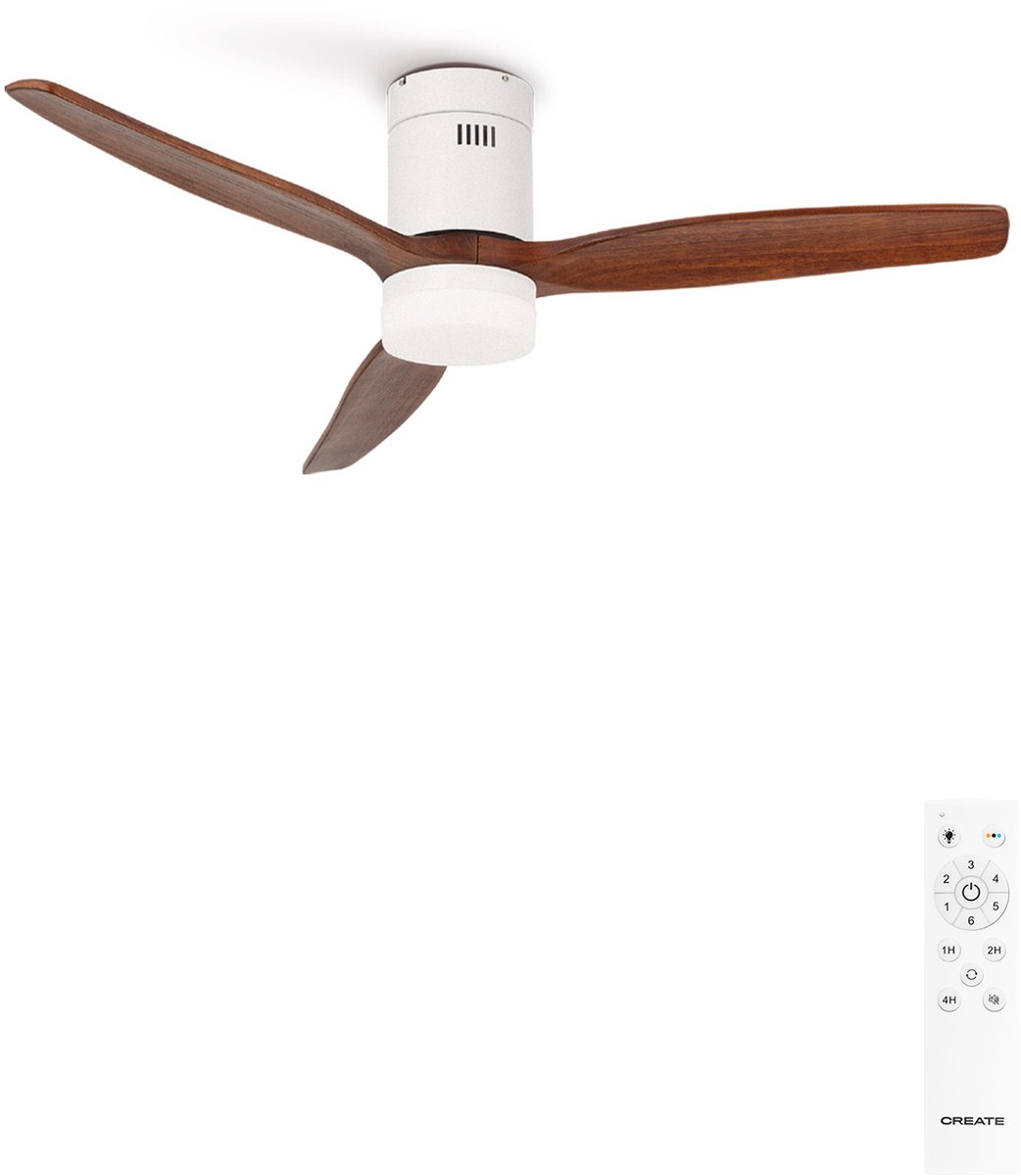 CREATE - Stille plafondventilator met technische ABS bladen 40W (Ø152cm) - Met licht LED - Afstandsbediening - 6 snelheden - Programmeerbaar - WIND CALM