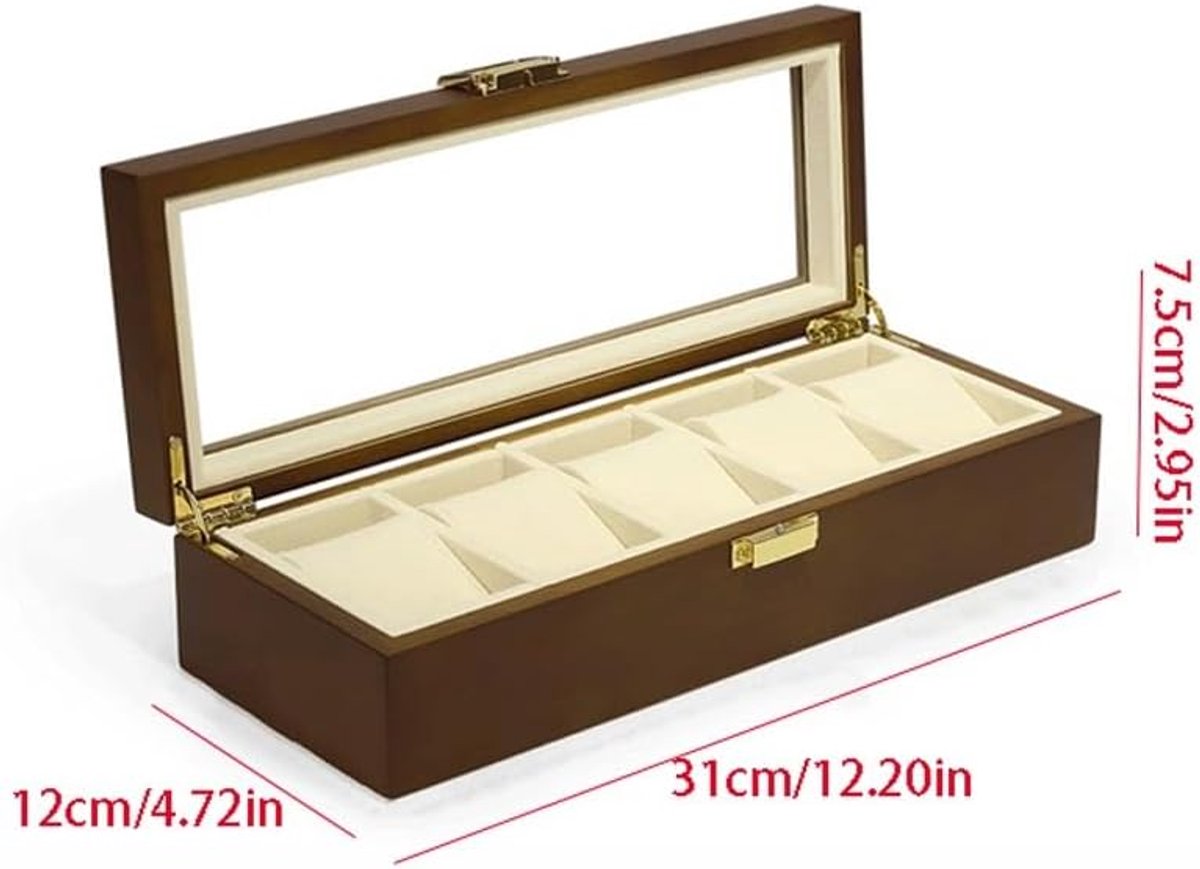 Horlogedoos Opbergdoos - Kijkdoos Displaydoos - Horloges Beschermen - Elegante Houten Kast - 300 Gram Gewicht
