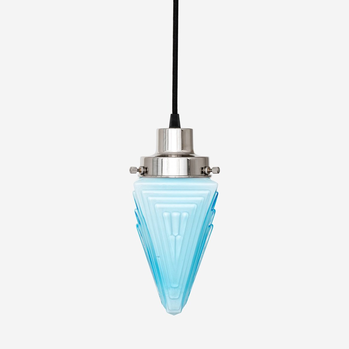 Coloured by Art Hanglamp aan snoer Finisterre Misty 20's Nikkel - Art Deco Trade Zachtblauw