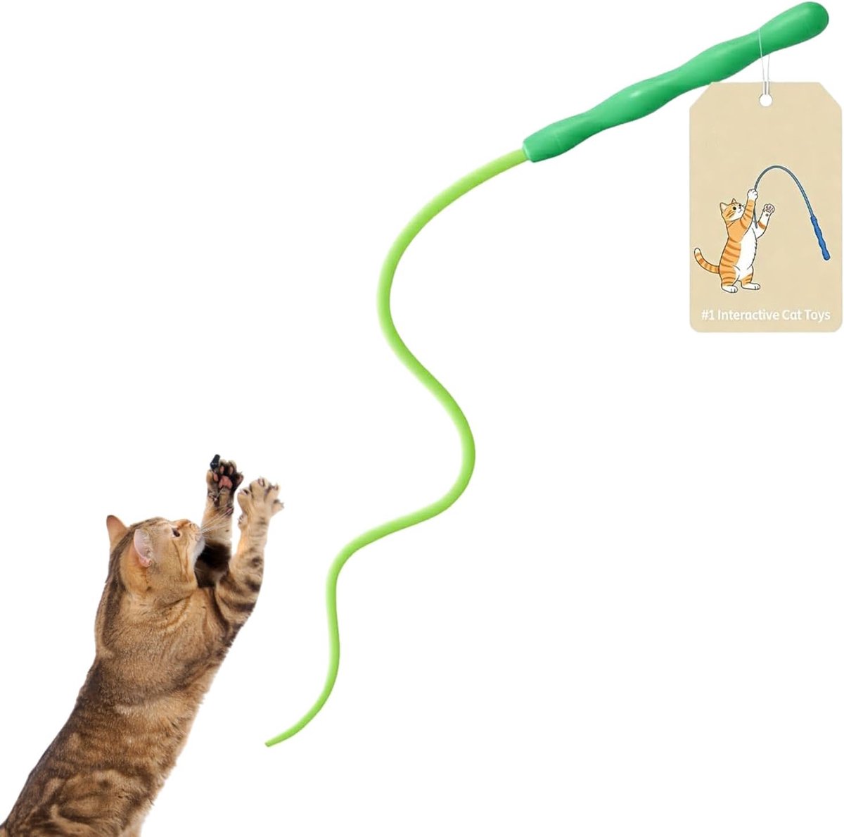 Interactief Kattenspeeltje - Zacht Siliconen Speelgoed - Stimuleer Jachtinstinct - Waterbestendig Ontwerp - 24 x 6 x 2 cm - Groen