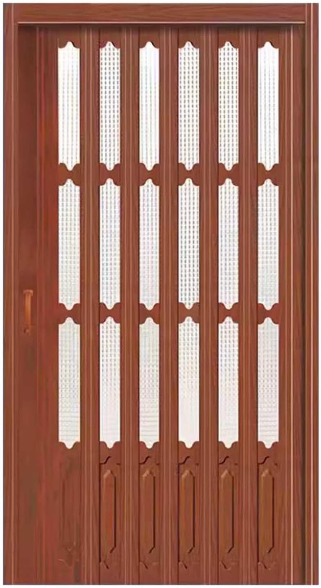 Vouwdeur PVC - Schuifdeur Rooster - Ruimtes Scheiden - Met Metalen Rail - 60 x 99 cm - Bruin