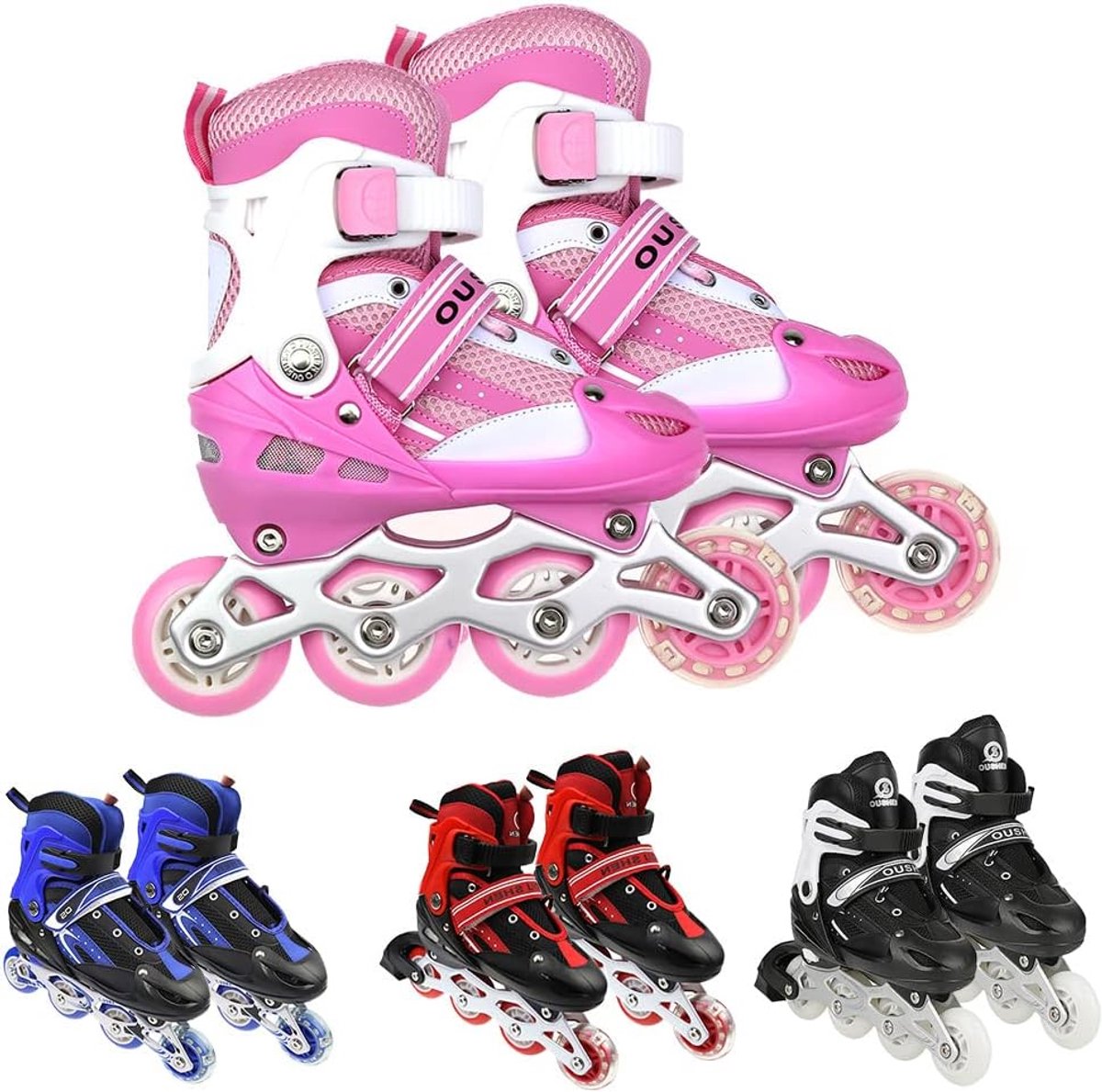 Kinderschaatsen Lichtgevend - Inline skates - Buitenplezier - Verstelbare maat - Maat 35-38 - Roze