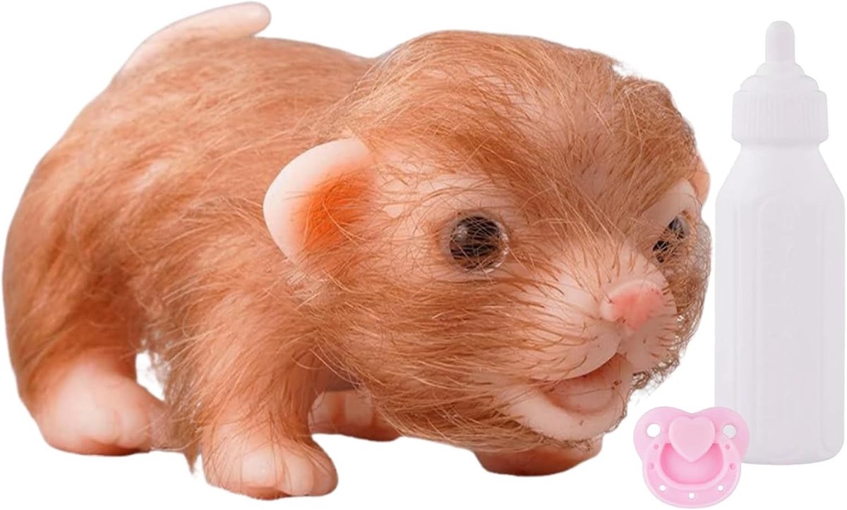 Hond Knuffel Realistisch - Miniatuur Dier Puppy - Rollenspel Kinderen - Veilig Geurloos Siliconen - 10 cm - Enkel attribuut