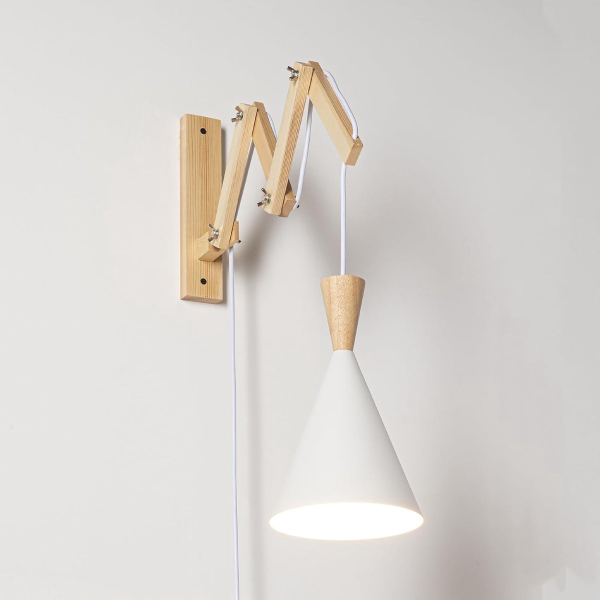 Uittrekbare wandlamp - Met kabel stekker - Leeslamp bed - Scharnierarm verstelbaar - Ø 16 