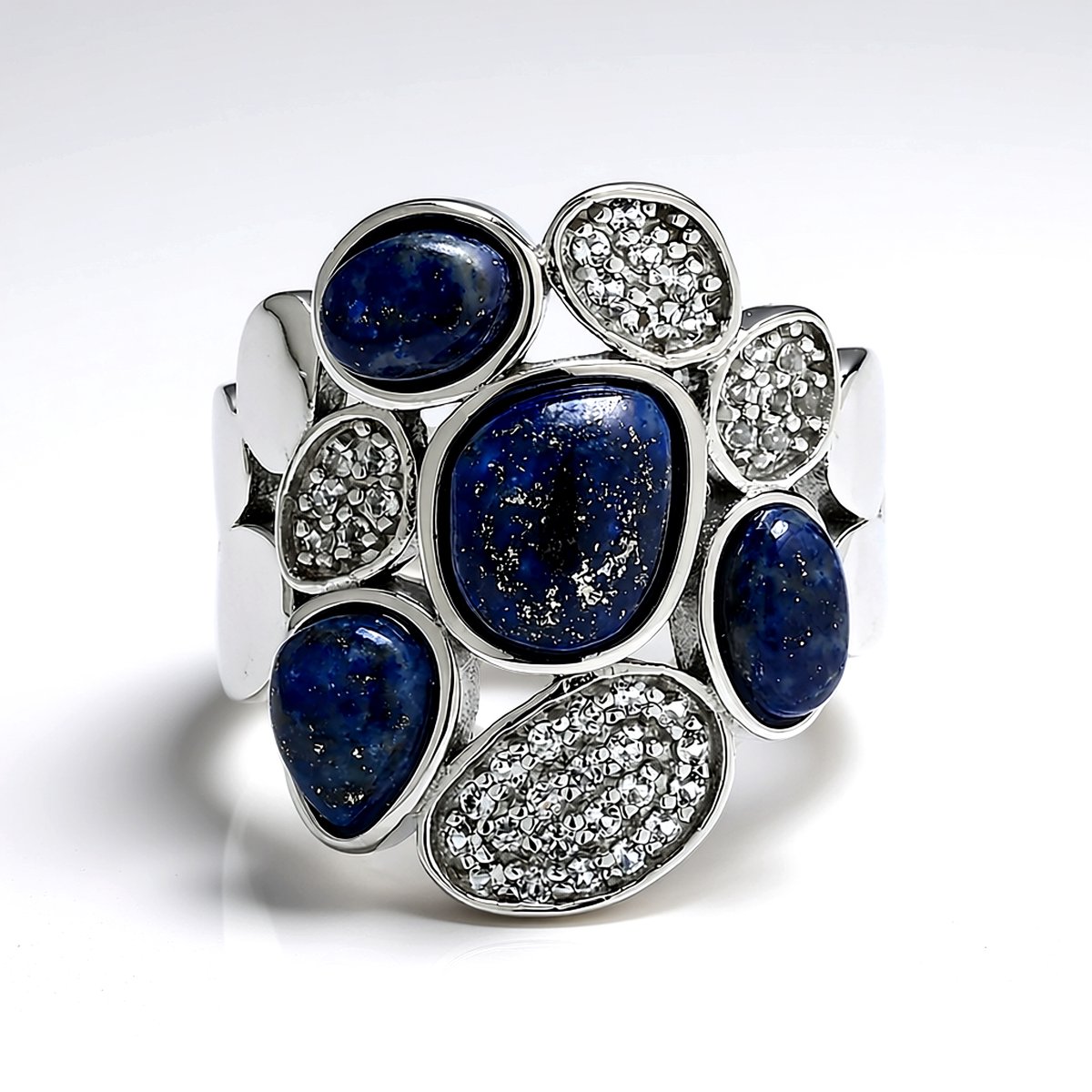 Cavill - Zilveren ring met Afghaanse lapis lazuli - 925 Sterling Zilver - 4,15 ct - Luxe damesring met topaas - Handgemaakt elegant design